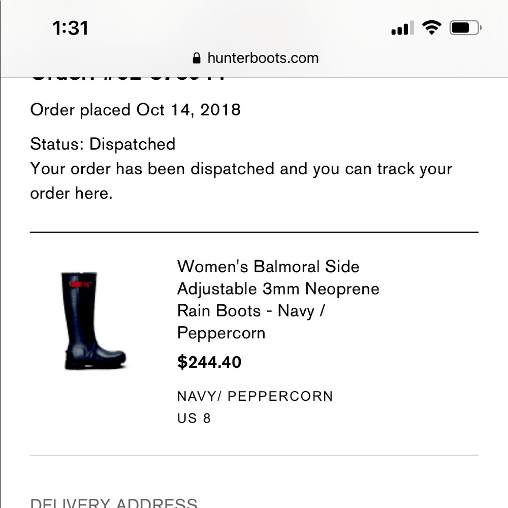 Women’s size 8 Balmoral Hunter boots